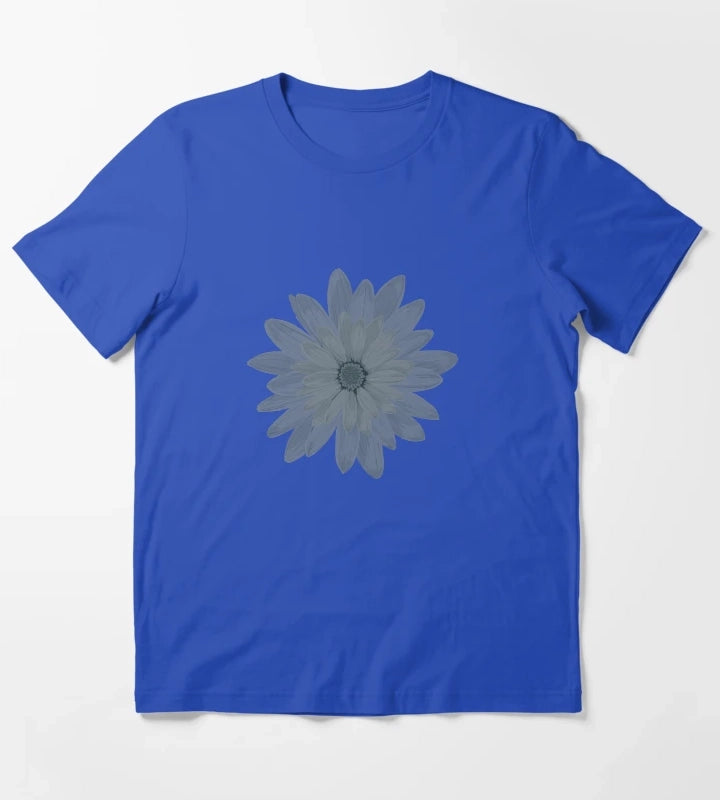 Moody Faded Daisy on Dark Navy Blue T-Shirt Blue