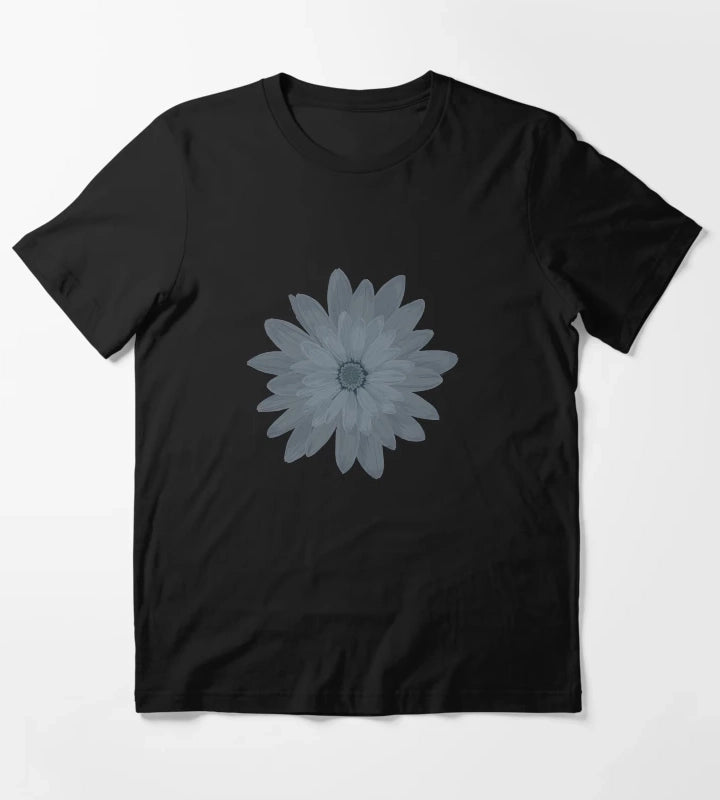 Moody Faded Daisy on Dark Navy Blue T-Shirt
