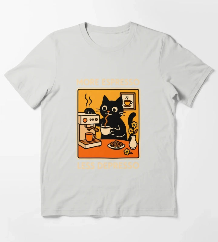 More Espresso Less Depresso Cat 2 T-Shirt Light Grey