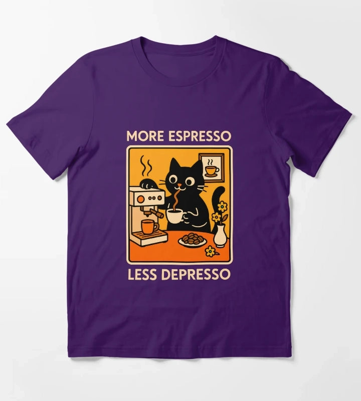 More Espresso Less Depresso Cat 2 T-Shirt Purple