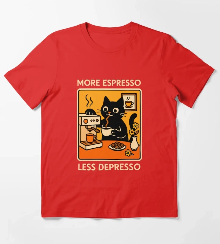 More Espresso Less Depresso Cat 2 T-Shirt Red