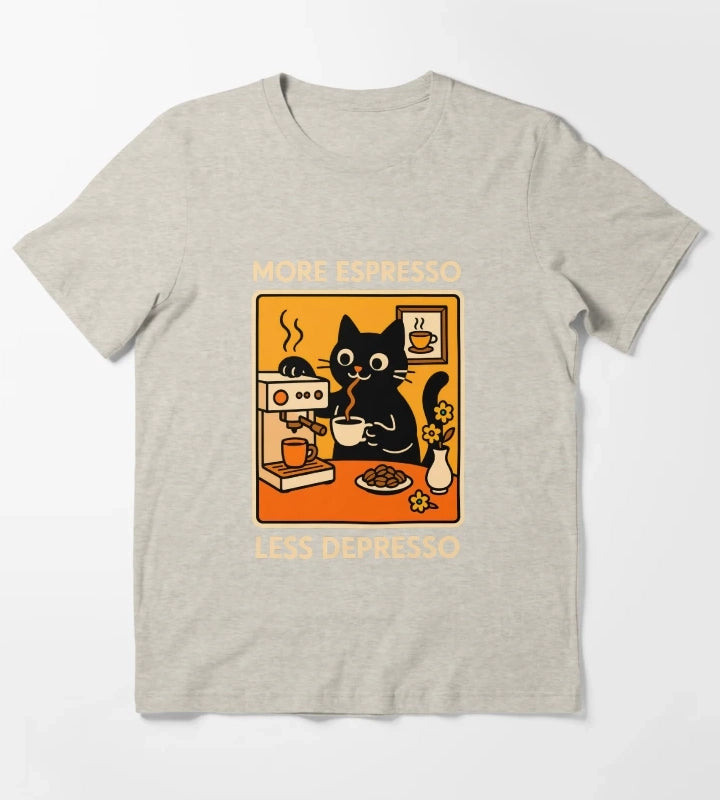More Espresso Less Depresso Cat 2 T-Shirt Cream
