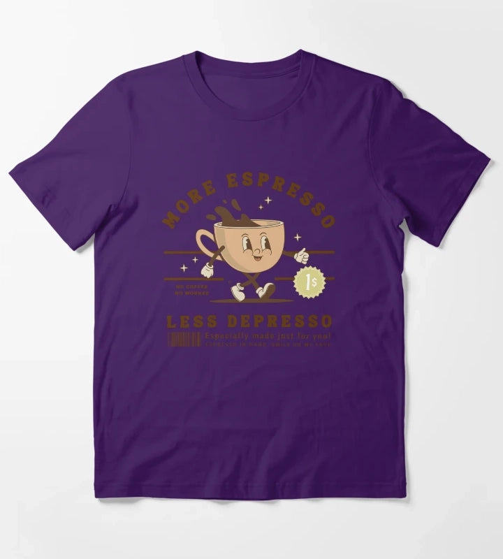 More Espresso Less Depresso Coffee Retro Vintage T-Shirt Purple