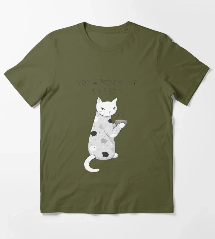 Morning Pajamas Cat T-Shirt Olive Green