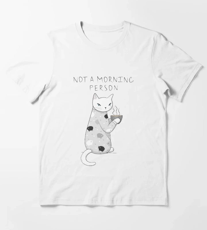 Morning Pajamas Cat T-Shirt White