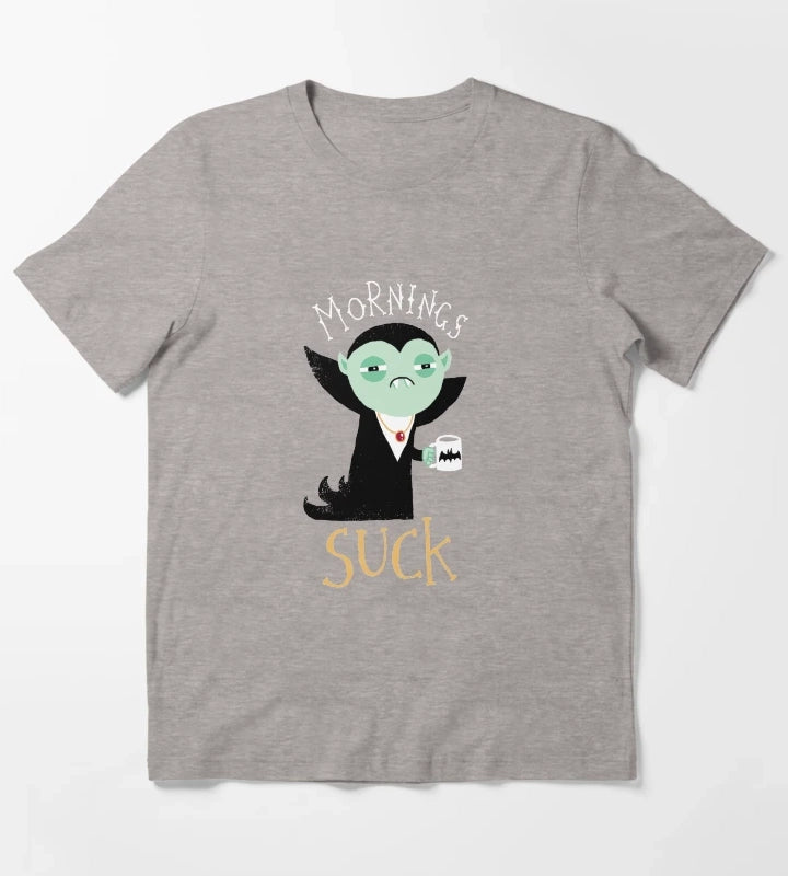 Mornings Suck T-Shirt Heather Grey