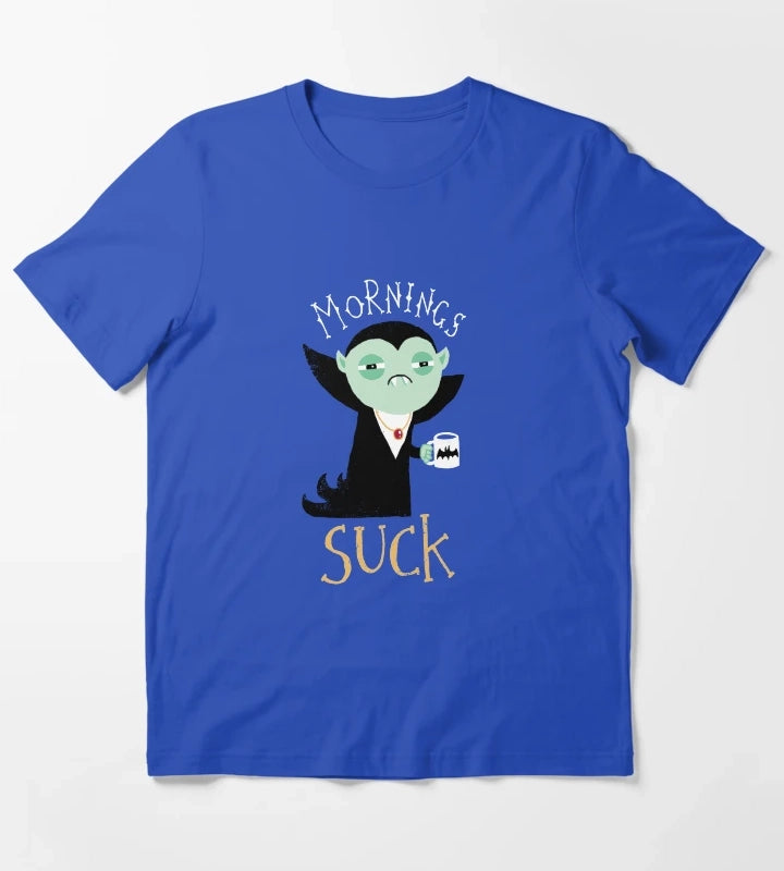 Mornings Suck T-Shirt Blue