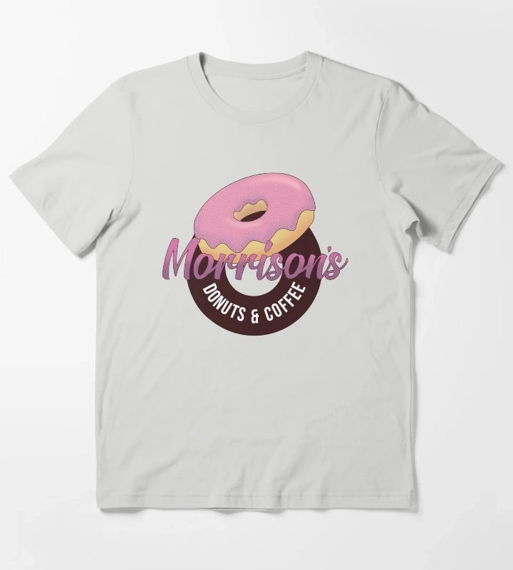 Morrisons Donuts Coffee T-Shirt Light Grey