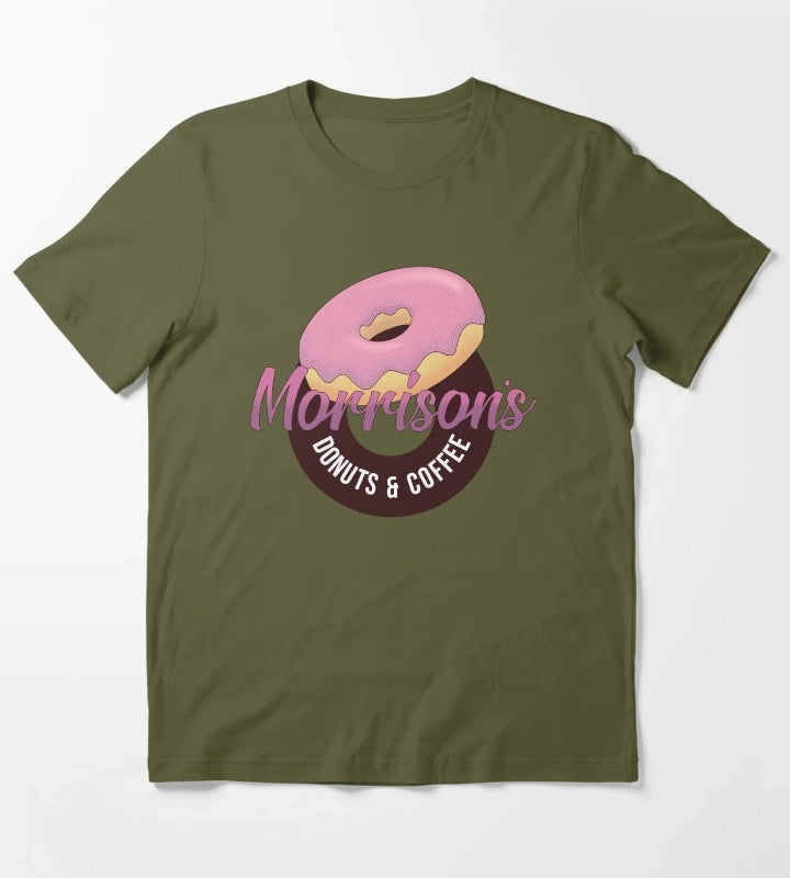 Morrisons Donuts Coffee T-Shirt Olive Green