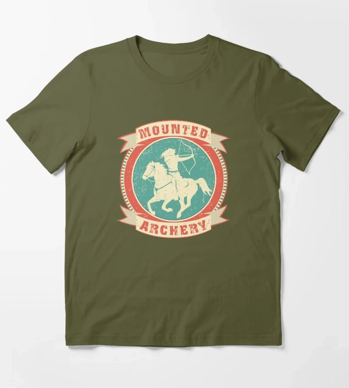 Mounted Archery Equestrian Horse NickerStickers on Redbubble T-Shirt Olive Green