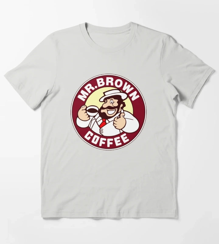 Mr Brown Coffee Logo T-Shirt Light Grey