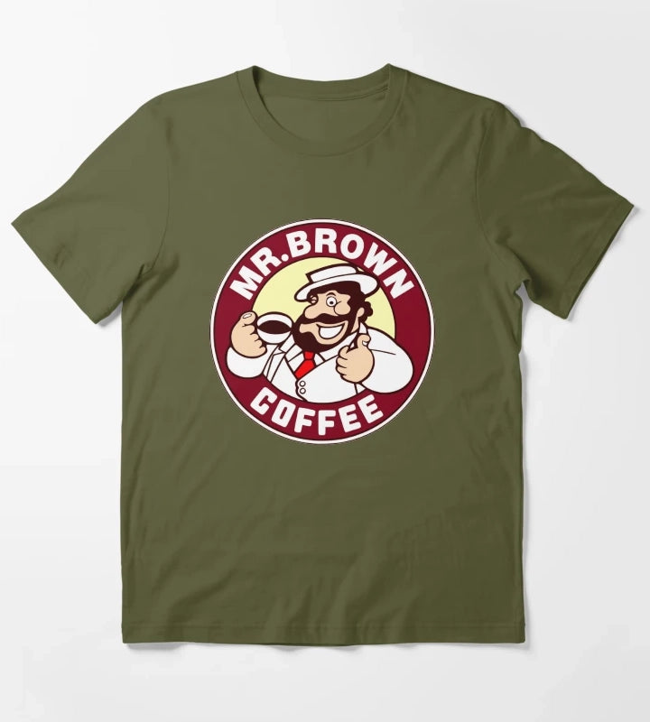Mr Brown Coffee Logo T-Shirt Olive Green