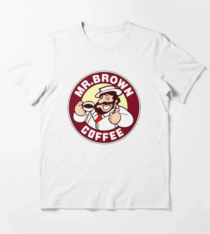 Mr Brown Coffee Logo T-Shirt White