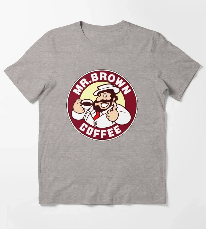 Mr Brown Coffee Logo T-Shirt Heather Grey
