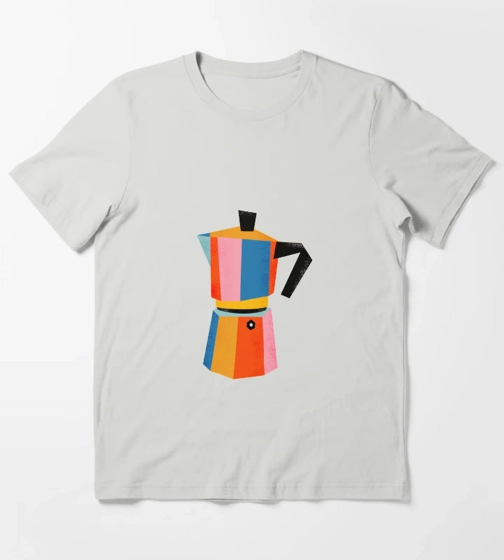 Multicolor Moka Pot T-Shirt Light Grey