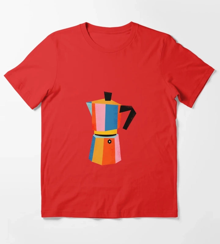Multicolor Moka Pot T-Shirt Red