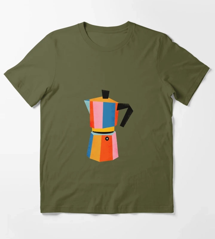Multicolor Moka Pot T-Shirt Olive Green