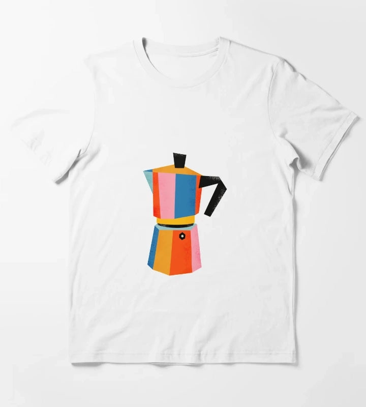 Multicolor Moka Pot T-Shirt White