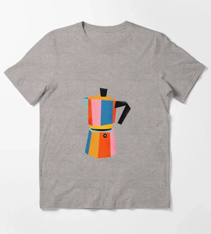 Multicolor Moka Pot T-Shirt Heather Grey