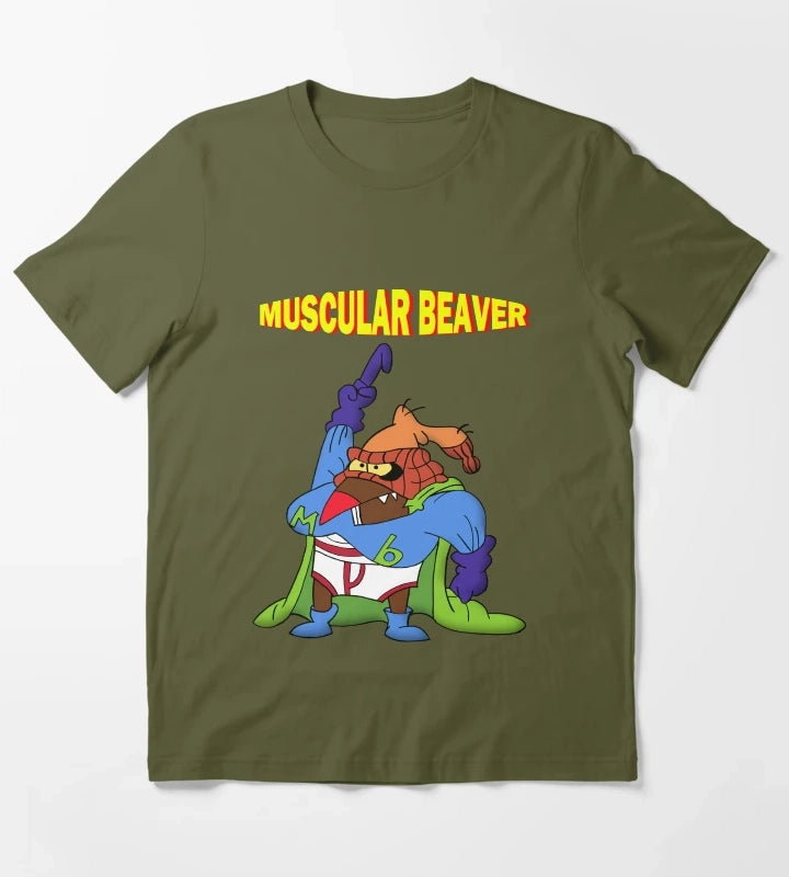 Muscular Beaver T-Shirt Olive Green