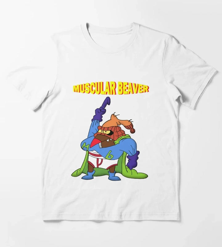 Muscular Beaver T-Shirt White