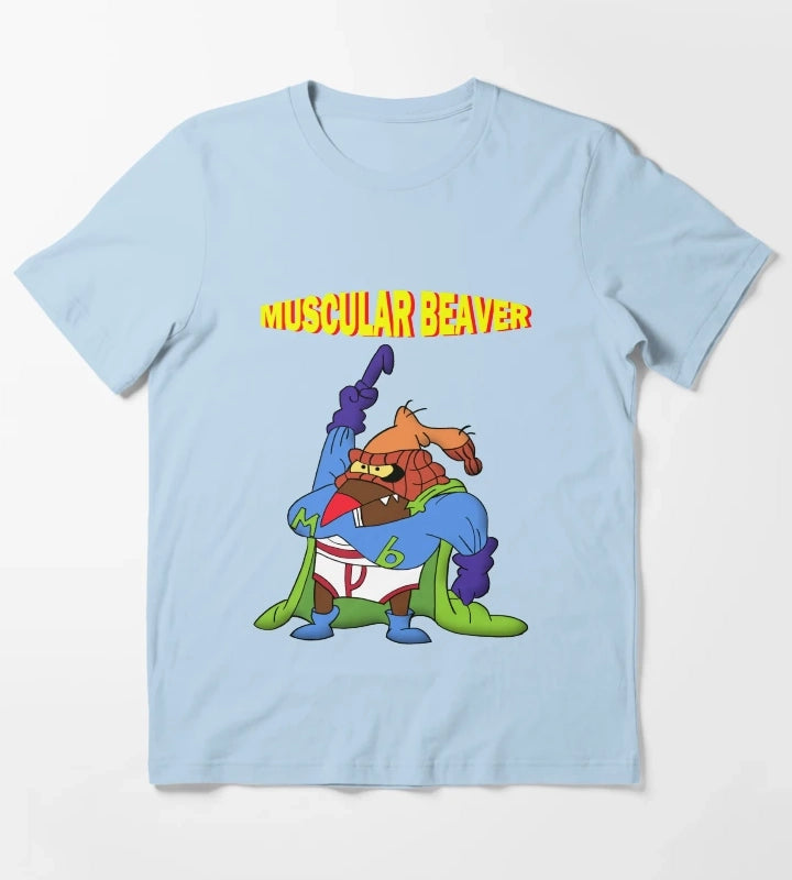Muscular Beaver T-Shirt Sky Blue