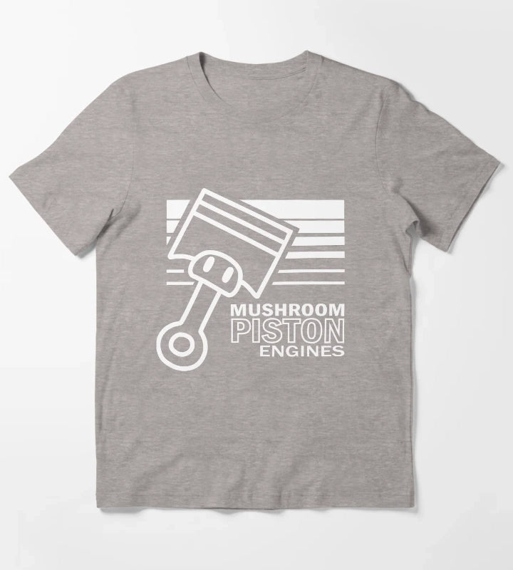 Mushroom Piston Engines T-Shirt Heather Grey