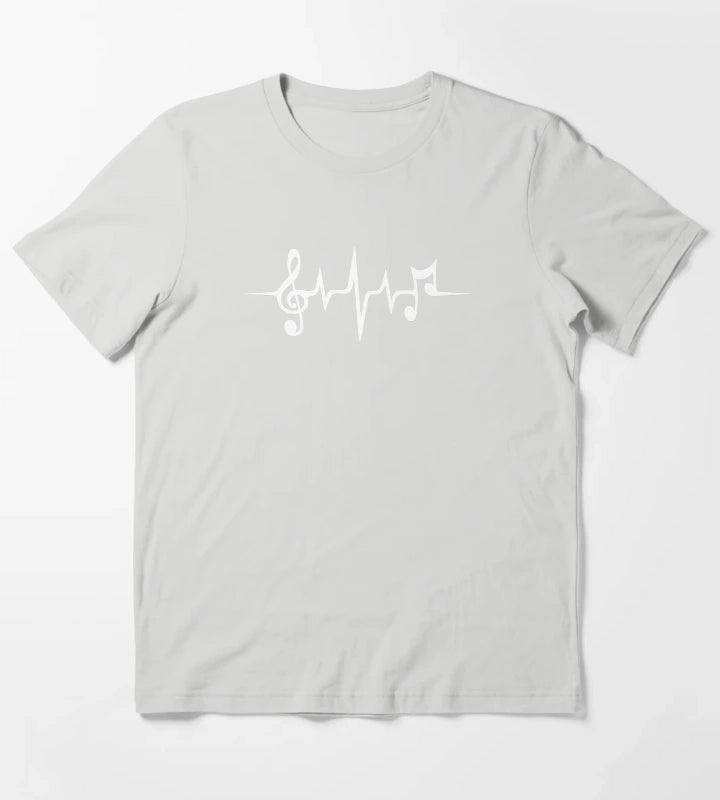 Music Pulse Notes Clef Frequency Wave Sound Dance T-Shirt Light Grey