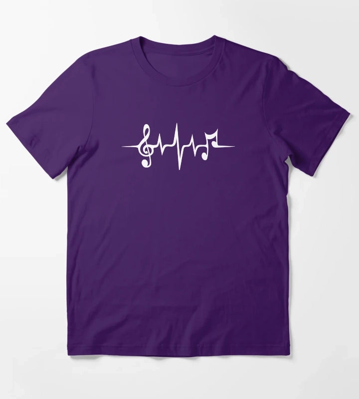 Music Pulse Notes Clef Frequency Wave Sound Dance T-Shirt Purple