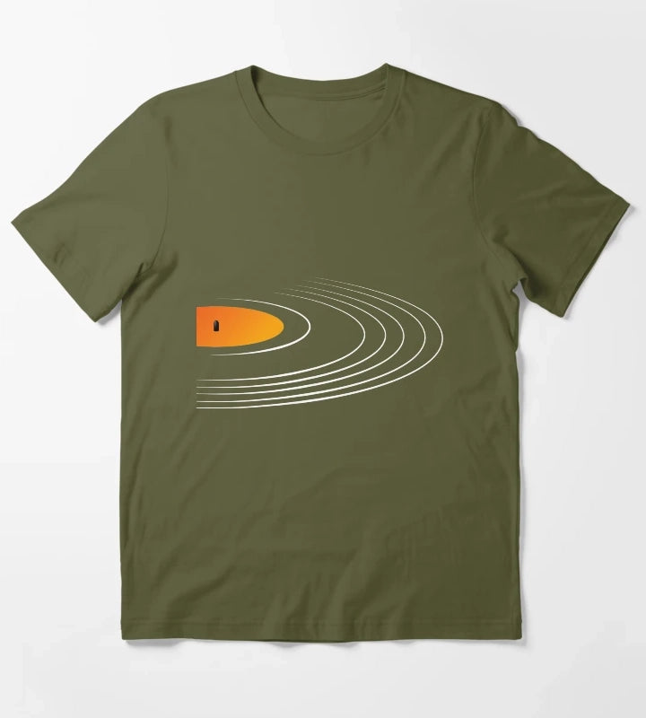 Music Retro Vinyl Record T-Shirt Olive Green