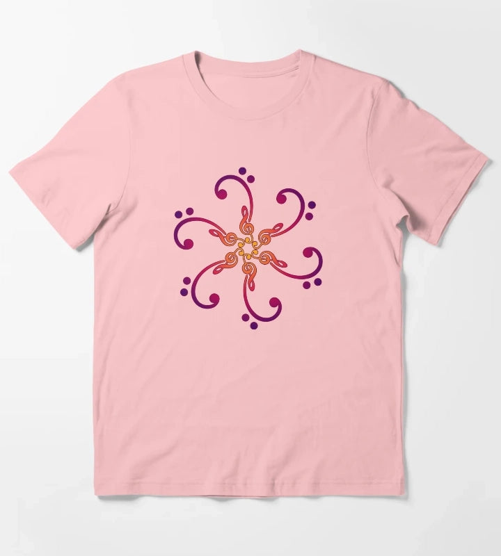 Music bass clef treble clef mandala musician classical musical notes T-Shirt Dark Grey