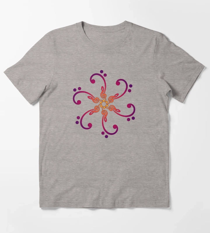 Music bass clef treble clef mandala musician classical musical notes T-Shirt Heather Grey