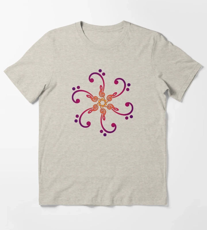 Music bass clef treble clef mandala musician classical musical notes T-Shirt Cream
