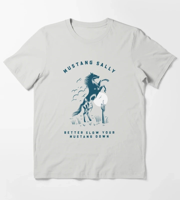 Mustang Horse Print T-Shirt Light Grey