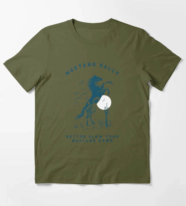 Mustang Horse Print T-Shirt Olive Green