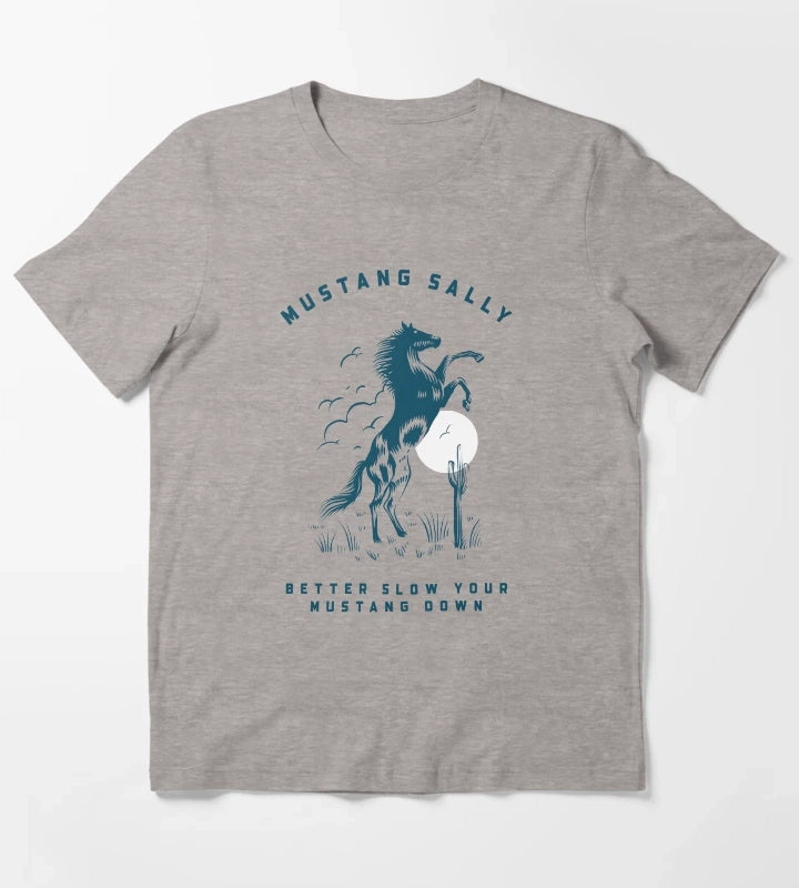Mustang Horse Print T-Shirt Heather Grey