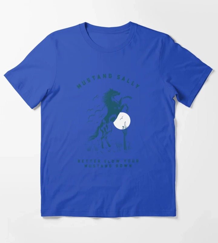 Mustang Horse Print T-Shirt Blue