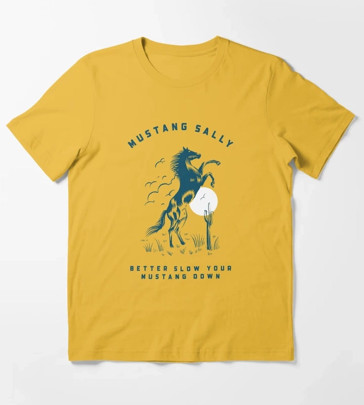 Mustang Horse Print T-Shirt Yellow