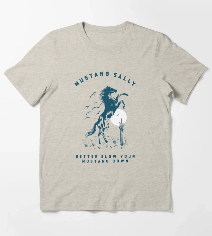 Mustang Horse Print T-Shirt Cream