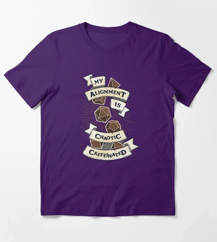 My Alignment is Chaotic Caffeinated DnD T-Shirt Purple