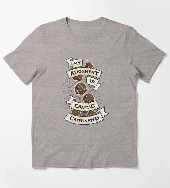 My Alignment is Chaotic Caffeinated DnD T-Shirt Heather Grey