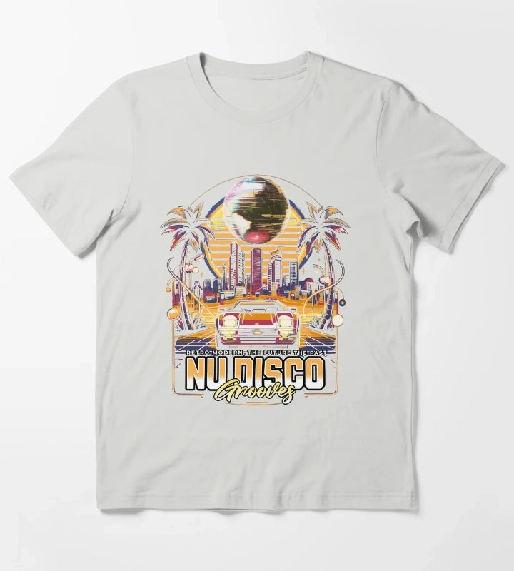 NU DISCO Neon Grooves yellow T-Shirt Light Grey