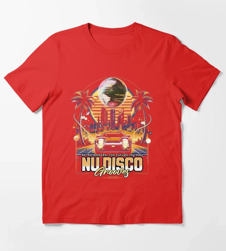 NU DISCO Neon Grooves yellow T-Shirt Red