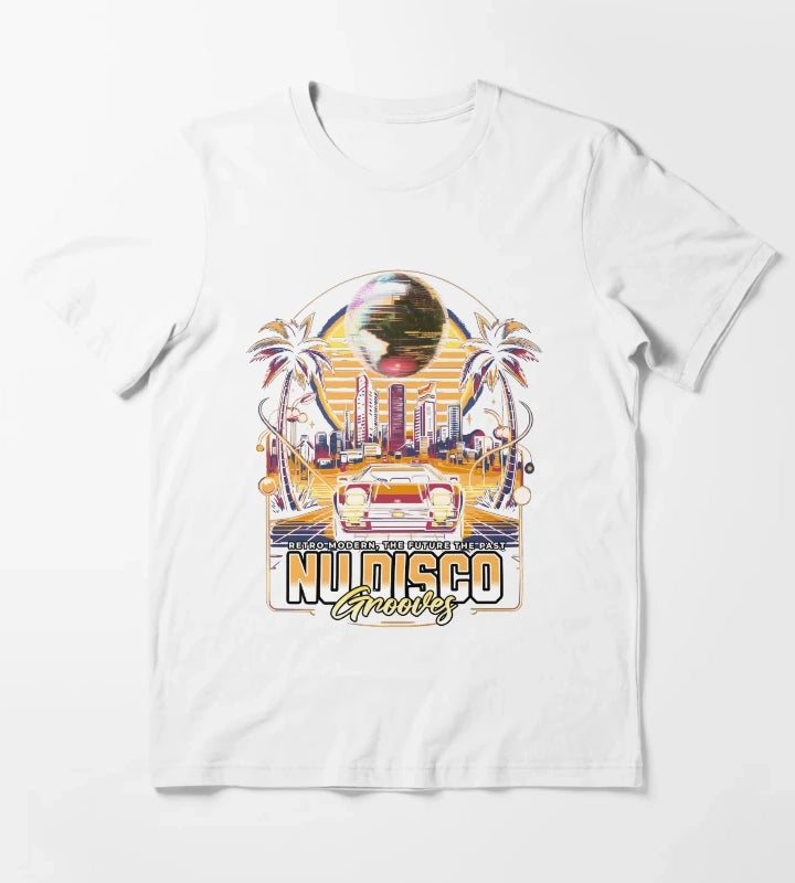 NU DISCO Neon Grooves yellow T-Shirt White