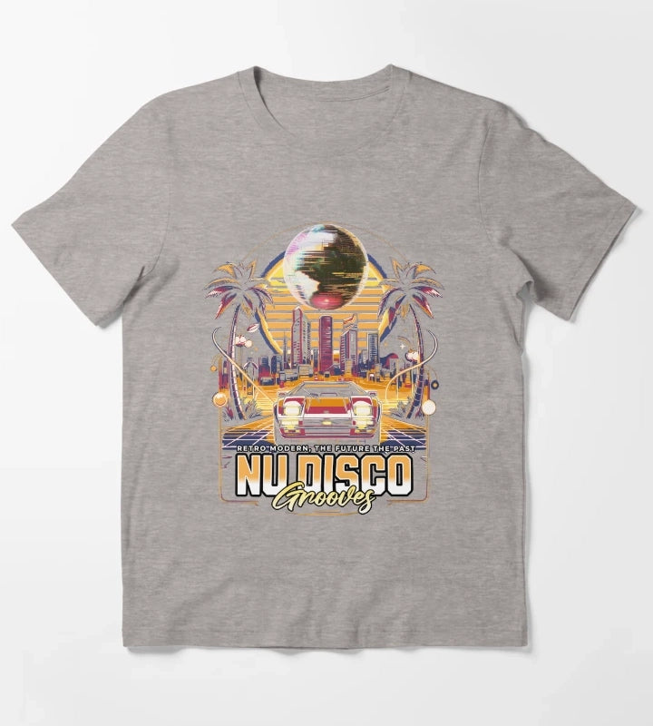 NU DISCO Neon Grooves yellow T-Shirt Heather Grey