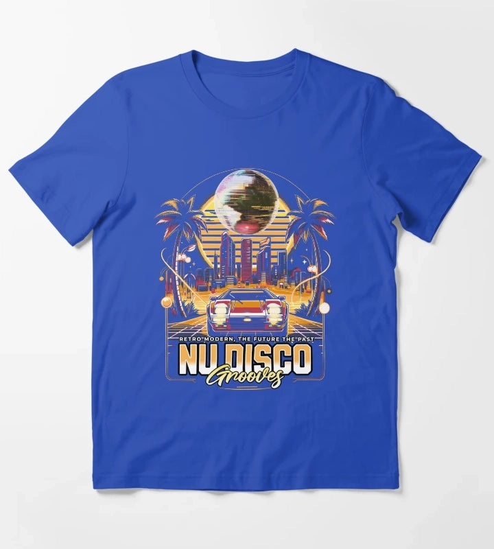 NU DISCO Neon Grooves yellow T-Shirt Blue