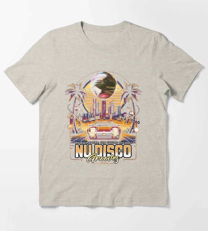 NU DISCO Neon Grooves yellow T-Shirt Cream