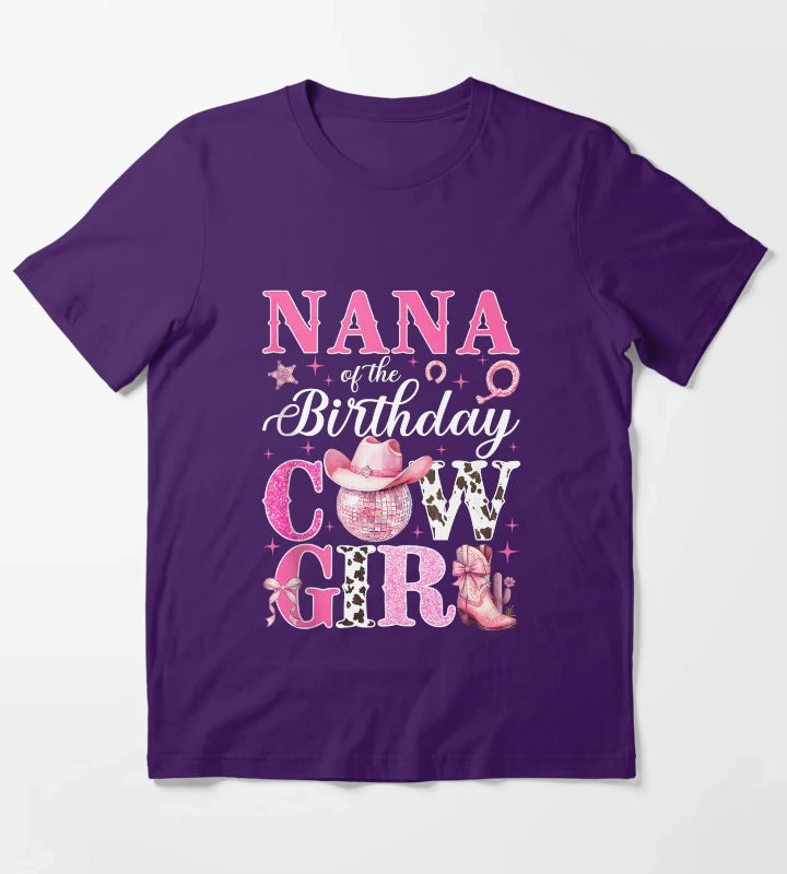 Nana of The Birthday Cowgirl Pink Western Rodeo Girls Bday Tank Top T-Shirt Purple