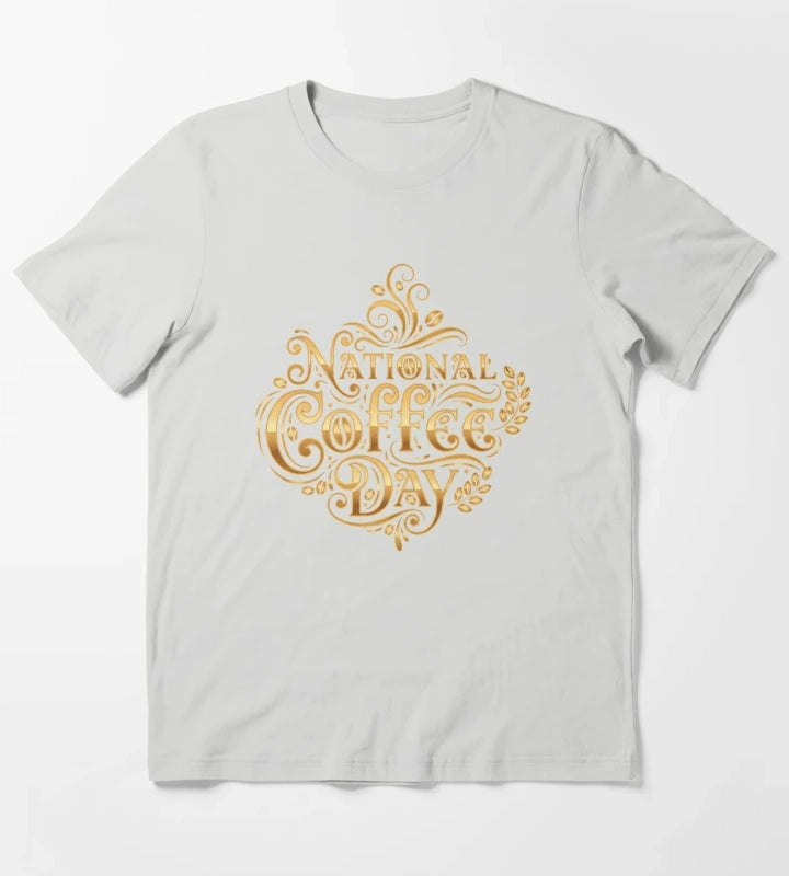 National Coffee Day Celebration Design T-Shirt Light Grey
