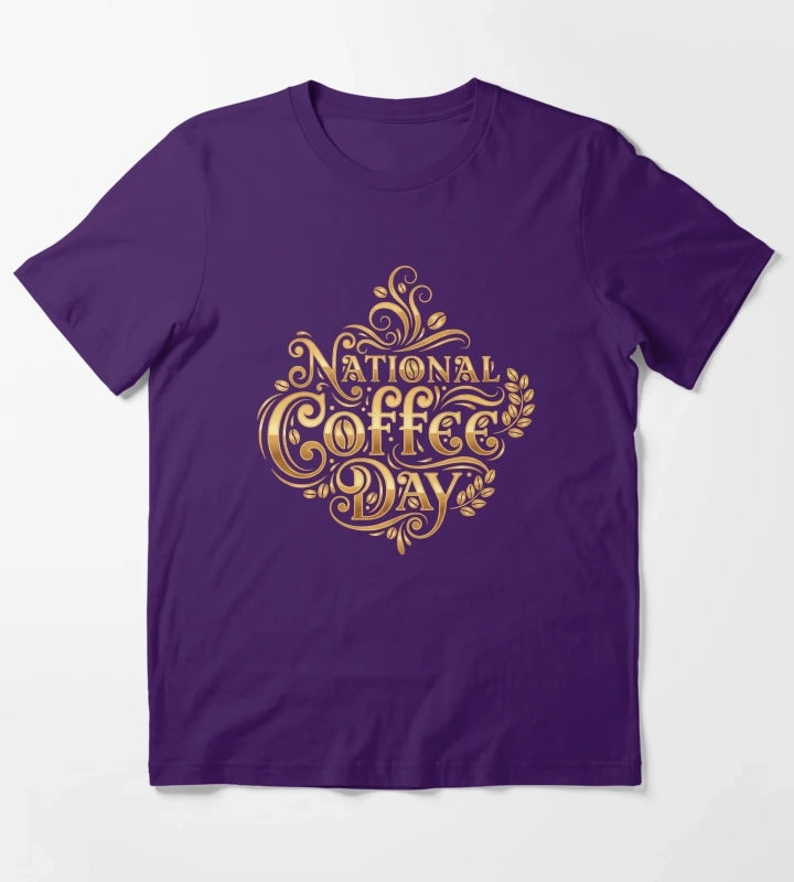 National Coffee Day Celebration Design T-Shirt Purple